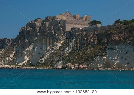 Beautiful view of San Nicola island with Santa Maria a Mare sanctuary