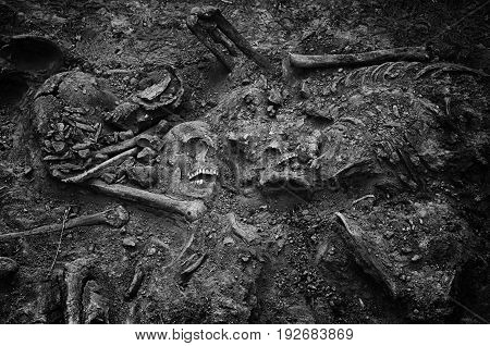 Mass grave of soldiers killed during World War II. Kakhovka. Ukraine.