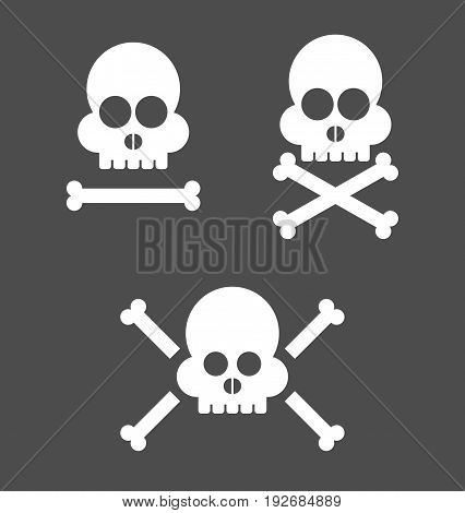 Skull set for design in vector illustration.