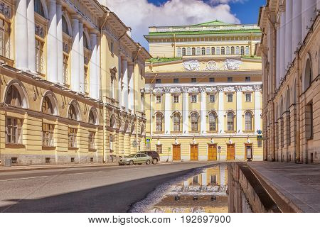 Street Architect Rossi and Alexandrinsky Theater in St. Petersburg Russia