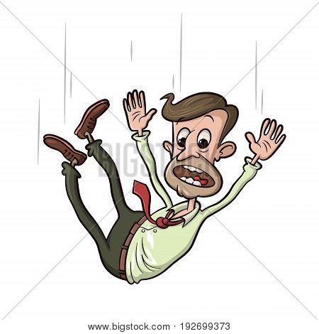 man falling down and screaming, vector cartoon
