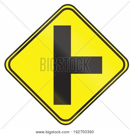Road Sign Used In Uruguay - Side Road Junction Uncontrolled On Right