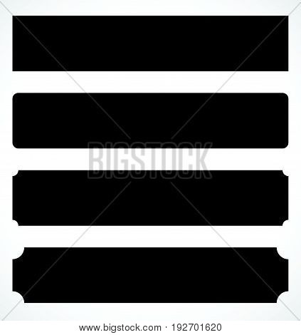 Set Of Metal Plaque, Banner Shapes. Precious Metal Bars With Corner Effect. Rectangle Buttons