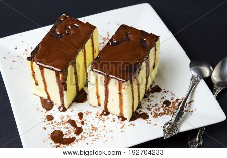 Egg Custard Cremeschnitte Pie With Chocolate