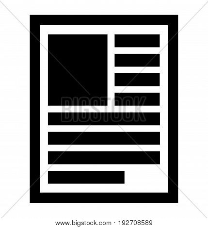 Document, Note, Book, Publication Page Symbol, Icon. Layout Of A Page With Lines Of Text And Left-al