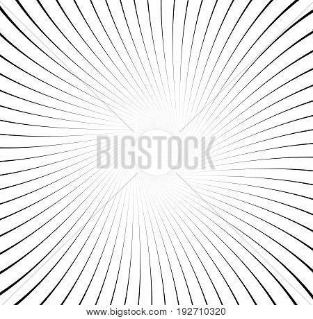 Abstract Pattern With Radial Lines. Radial, Radiating Lines With Distortion Effect. Circular Geometr