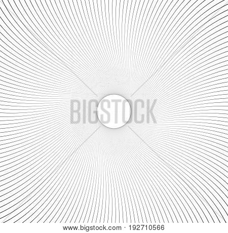 Abstract Pattern With Radial Lines. Radial, Radiating Lines With Distortion Effect. Circular Geometr