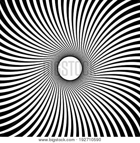 Abstract Pattern With Radial Lines. Radial, Radiating Lines With Distortion Effect. Circular Geometr