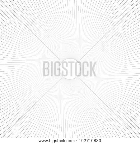 Abstract Pattern With Radial Lines. Radial, Radiating Lines With Distortion Effect. Circular Geometr