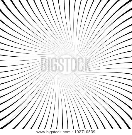 Abstract Pattern With Radial Lines. Radial, Radiating Lines With Distortion Effect. Circular Geometr