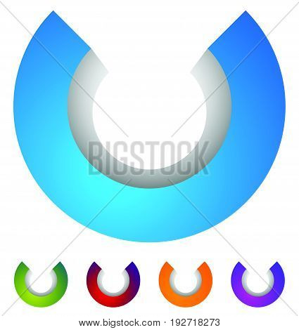 Arc Logo. 3D Circle Icon, Circular Element