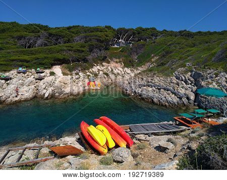 View of Cala Tamariello in the San Domino island