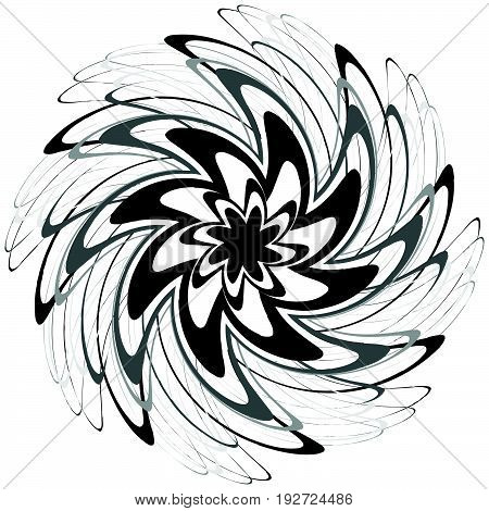 Generic Circular Motiff, Mandala. Abstract Grayscale Geometric Element