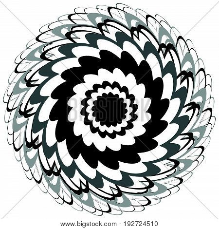 Generic Circular Motiff, Mandala. Abstract Grayscale Geometric Element
