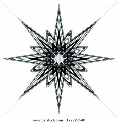 Generic Circular Motiff, Mandala. Abstract Grayscale Geometric Element