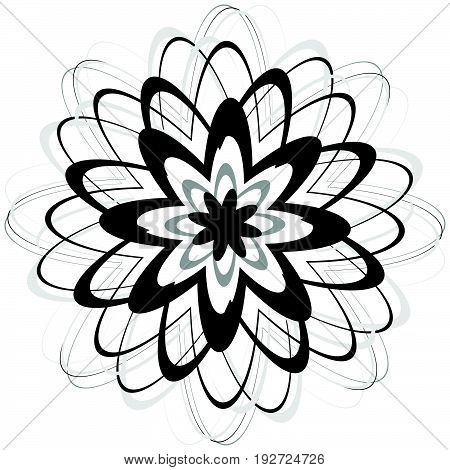Generic Circular Motiff, Mandala. Abstract Grayscale Geometric Element