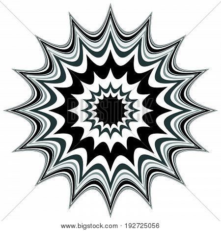 Generic Circular Motiff, Mandala. Abstract Grayscale Geometric Element