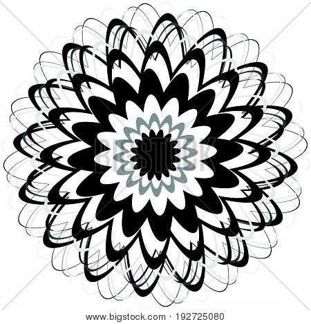 Generic Circular Motiff, Mandala. Abstract Grayscale Geometric Element