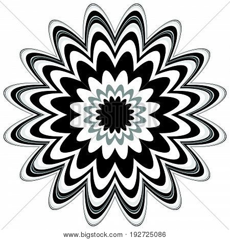 Generic Circular Motiff, Mandala. Abstract Grayscale Geometric Element