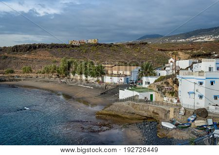 View of El Puertito bay, popular diving and snorkeling spot at Tenerife island. Canary islands, Spain.