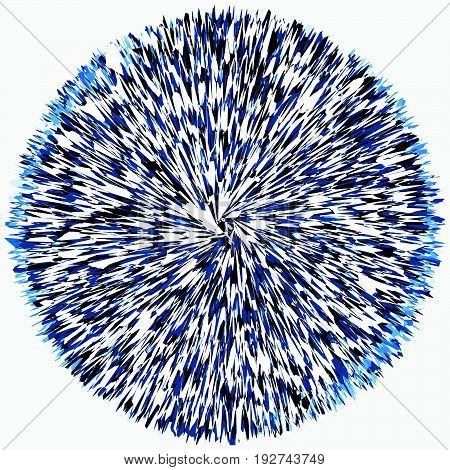 Abstract Skein-like Tangled Circle. Round Shape With Overlapping Radial Shapes