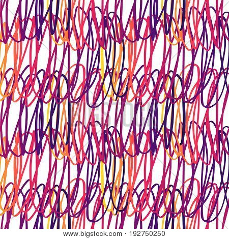 Vector seamless pattern brush stripped. yellow violet pink color on wite background. Hand painted grange texture. Ink geometric elements. Fashion modern style. Endless fantasy plaid fabric print