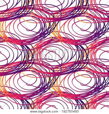 Vector seamless pattern brush stripped. yellow violet pink color on wite background. Hand painted grange texture. Ink geometric elements. Fashion modern style. Endless fantasy plaid fabric print
