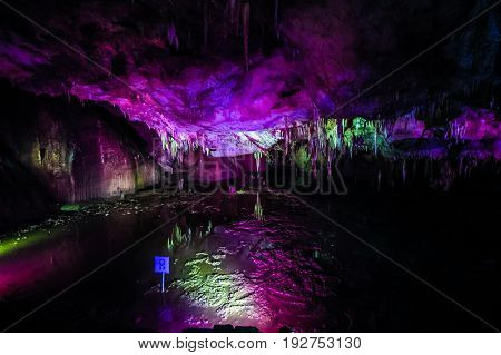 Sataplia cave near Kutaisi Georgia on July 11 2015. It is one of Georgia's natural wonders with many breathtaking examples of stalactites stalagmites.