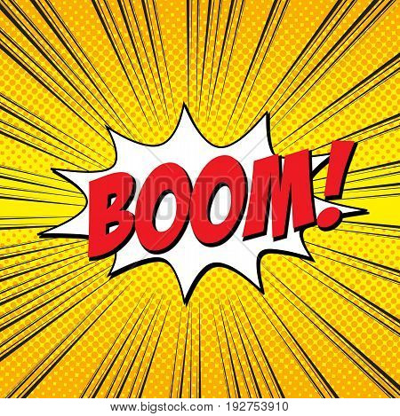 Lettering boom. Comic text sound effects pop art style. Vector stock.