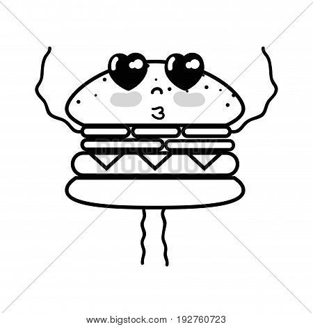 line kawaii cute tender humburger food vector illustration