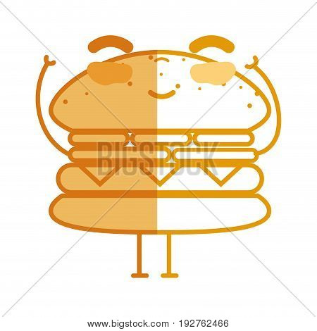 silhouette kawaii cute happy humburger food vector illustration