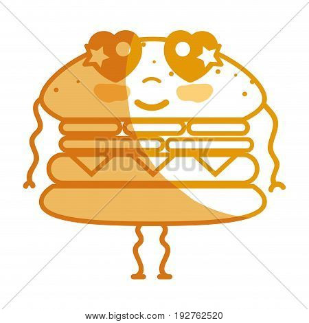 silhouette kawaii cute tender humburger food vector illustration