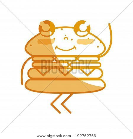 silhouette kawaii cute happy humburger food vector illustration