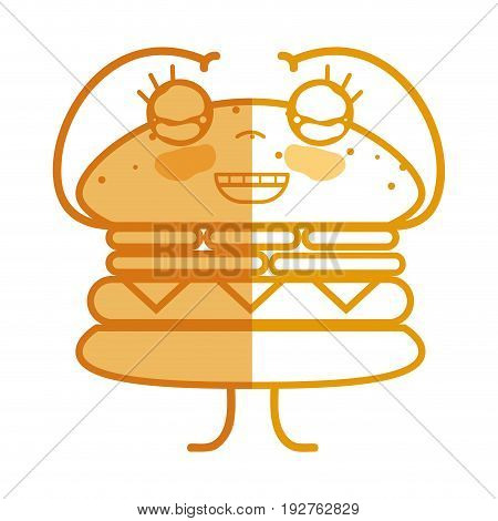 silhouette kawaii cute happy humburger food vector illustration