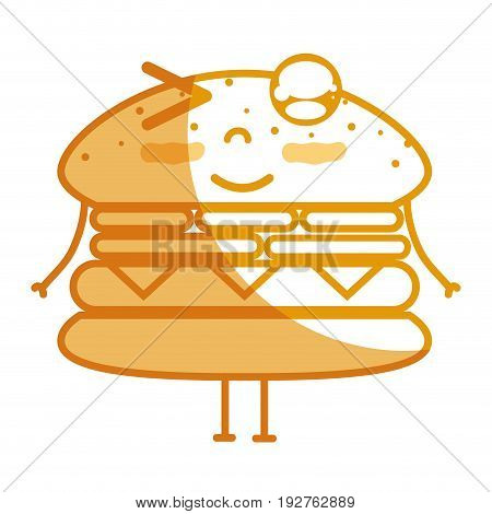 silhouette kawaii cute funny humburger food vector illustration