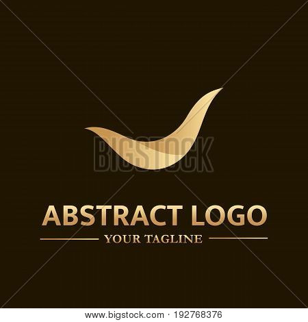 Abstract vector logo template in gold color. Illustration of wave. Can be used for branding for your business company.