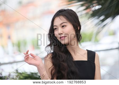 Kim Minhee attends the 'Claire's Camera (Keul-Le-Eo-Ui-Ka-Me-La)' Photocall during the 70th annual Cannes Film Festival at Palais des Festivals on May 21, 2017 in Cannes, France. (