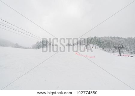 Yamakata, Japan - February 7, 2017: Rope-way in winter at Zao ski moutain, Yamagata Japan