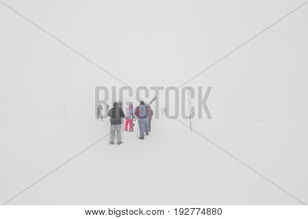 Yamakata, Japan - February 7, 2017: People at Rope-way in winter Zao ski moutain, Yamagata Japan