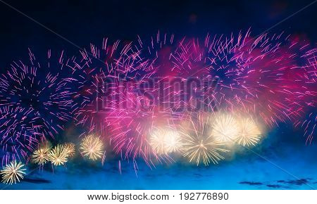 Firework Clolrful With Night To The Sky.
