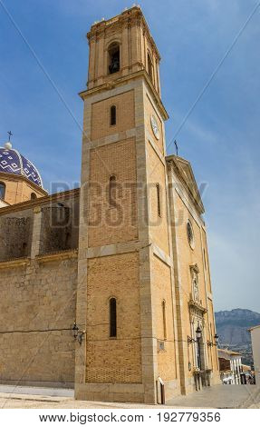 ALTEA, SPAIN - JUNE 09, 2017: Bell tower of the historic church of Altea, Spain