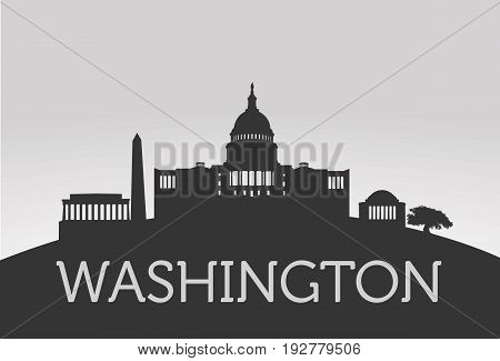 Silhouette Washington vector concept on grey background