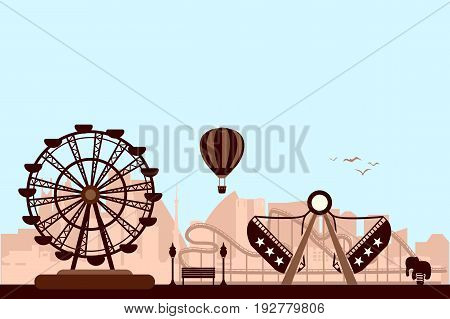 Concept of The Amusement Park vector in silhouette style