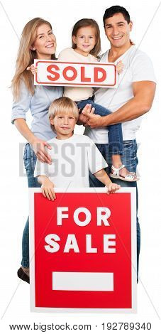Sale sign family customer female young adult