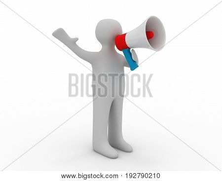 3d man with speaker . 3d rendered illustration