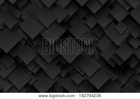 Abstract 3D Vector Technology Dark Gray Background. Technological Sharp Crystalline Carbon Structure. Blank Backdrop