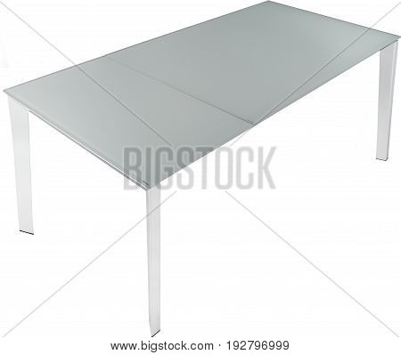 Modern white dinning table. Modern designer, Sliding table isolated on white background. Series of furniture