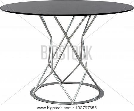 round glass dinning table. Modern designer, table isolated on white background. Series of furniture