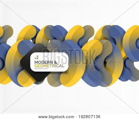 Abstract color geometric round shapes on white - elements with shadow, colorful composition