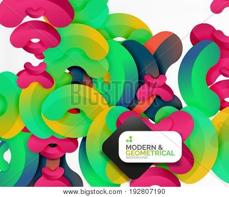 Abstract color geometric round shapes on white - elements with shadow, colorful composition